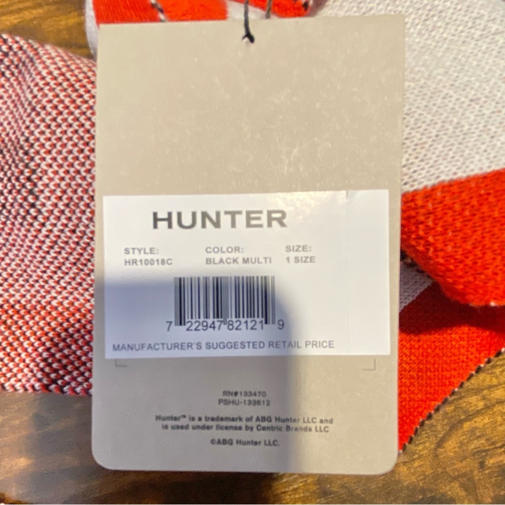 HUNTER New Red White Black Logo Knit Scarf Rectangle - Picture 13 of 16